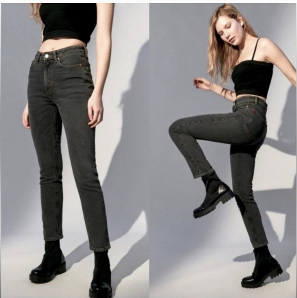 BDG High-Rise Slim Straight Jeans — Charcoal Gray